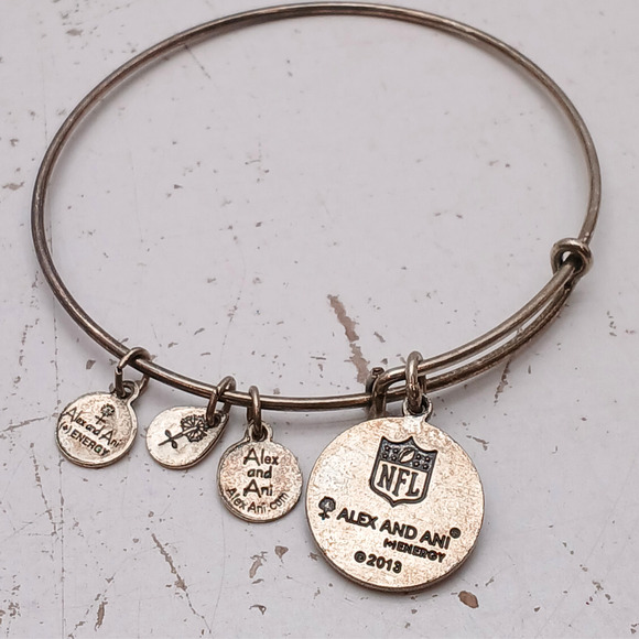 Alex and Ani 20173 Silver Tone NFL Eagles Charm Bangle Bracelet Adjustable - Picture 5 of 8